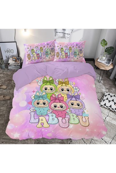 hediyechy Gifts Duvet Cover Labubu Themed 3D Printed Double Duvet Cover Set