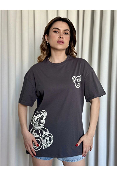 Zerenyus Printed Teddy Bear T-Shirt Anthracite