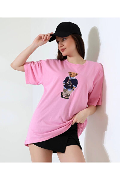 Zerenyus Oversize T-Shirt with Teddy Bear Pink