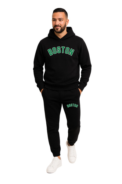 WAFRA Erkek Iki Iplik Şardonlu Orta Kalınlıkta Boston Baskılı Eşofman Takımı