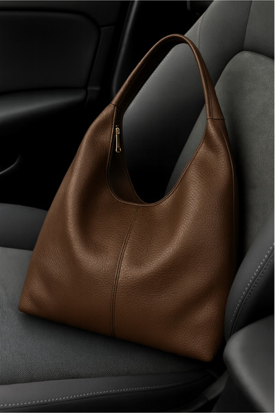 Adelina Bags Geantă de umăr și tote de dimensiuni mari, cu textura moale, maro amar pentru femei