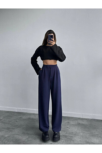 Zerenyus Жіночі штани з застібкою на липучці, високою талією та широкими штанинами