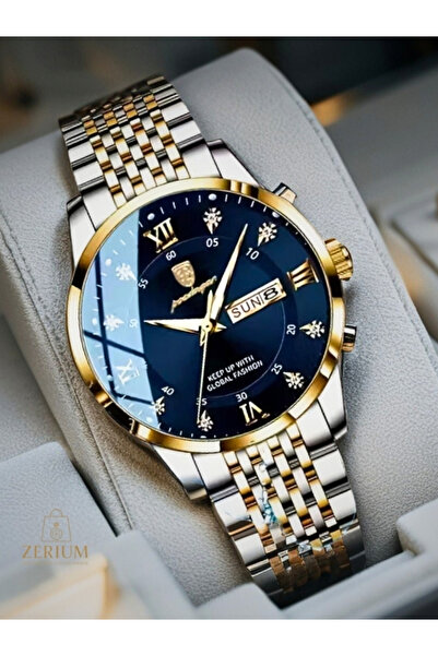 ZERİUM LED Işıklı Takvimli Su Geçirmez Minimalist Modern Tarz Erkek Saat