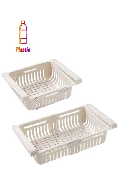 Freshmate Refrigerator Food Storage Organizer Beige Pack of 2