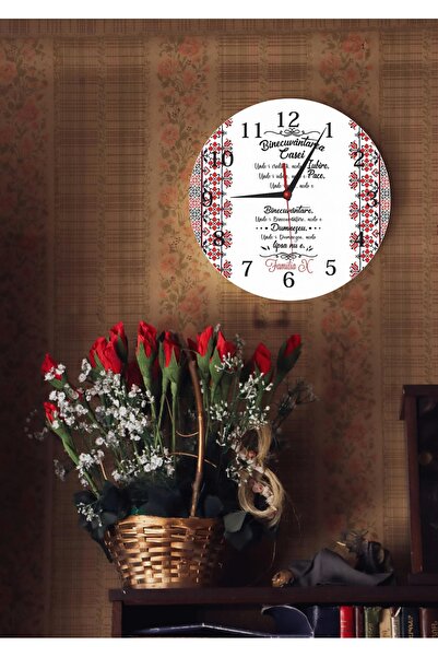 CrisPrint Personalized round MDF clock 20 cm – "House Blessing" with name