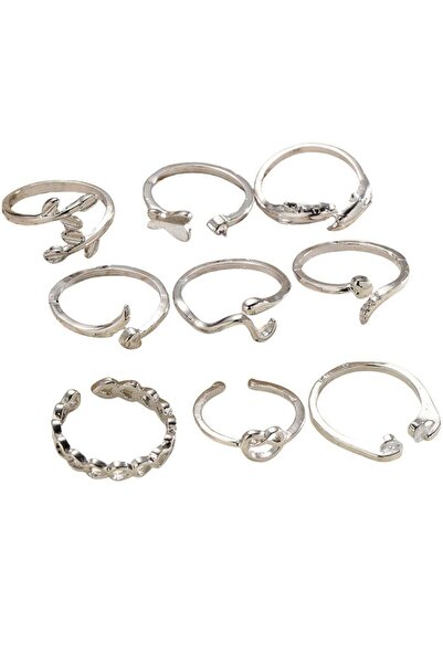 huitich 9-Piece Silver-Tone Toe Ring Set
