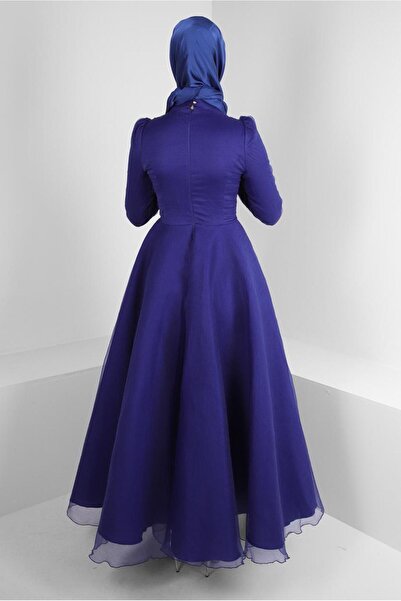 Alvina PUL İŞLEMELİ PİLİSELİ SATEN ABİYE ELBİSE 50354