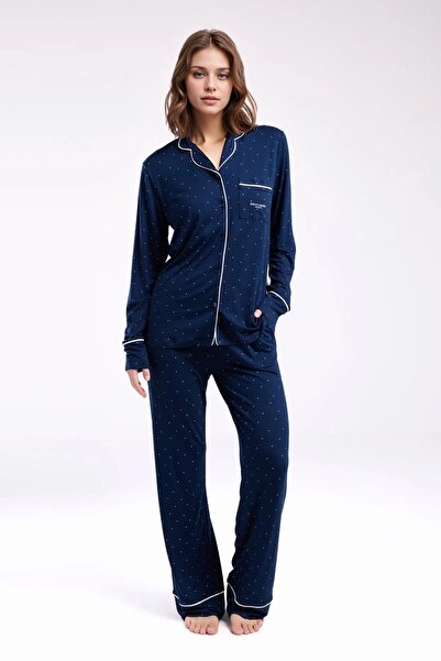 Pierre Cardin Kadın Giyim Viskon Kutulu & Lisanslı Gömlek Pijama Takımı L1.PC.8986.001
