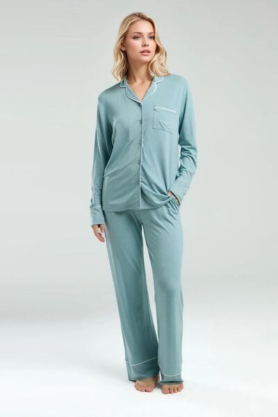 Pierre Cardin Kadın Giyim Kutulu Viskon 2'li Gömlek Pijama Takımı OL.PC.8986.001