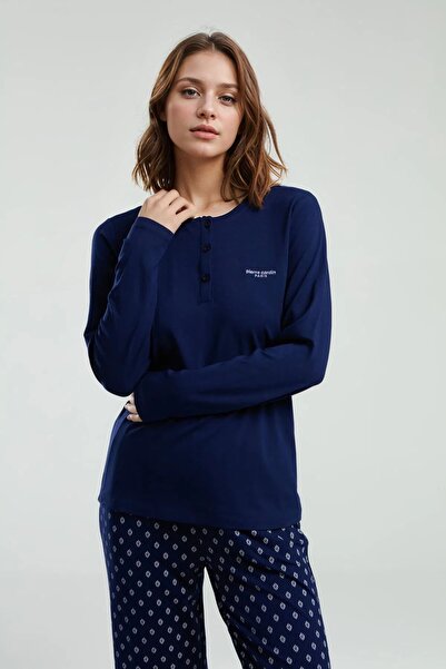 Pierre Cardin Kadın Lacivert Uzun Kol Kutulu 2 Parça Pijama Takımı L1.PC.895.1.001