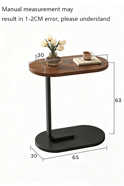 Generic C Shaped End Tables, End Table for Couch, Small Side Table with Metal Frame, Wooden Top Side Table,