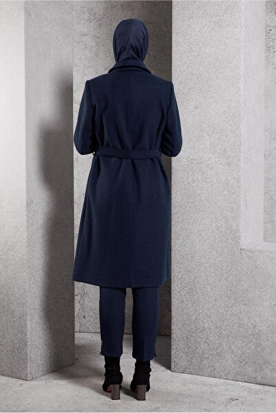 Alvina 90456 Model Belted Buttoned Coat