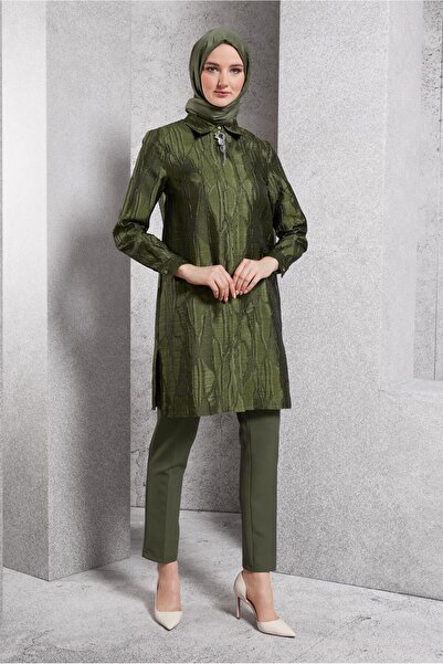 Alvina 44737 Model Jacquard Tunic with Brooch