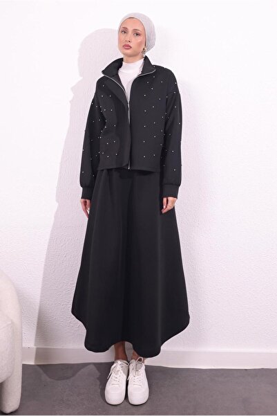 TRENDTESETTÜR Γυναικείο μπουφάν με λεπτομέρεια μαύρης χάντρας - T 8654