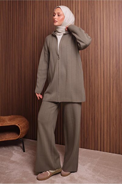 TRENDTESETTÜR ΓΥΝΑΙΚΕΙΟ ΣΕΤ ΠΛΕΚΤΟ ΜΕ ΠΑΝΤΕΛΟΝΙ VİZON K με κουκούλα T 3307