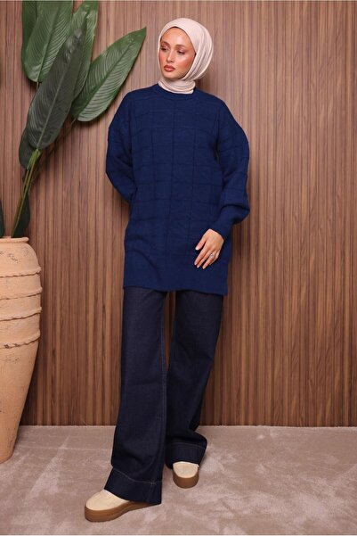 TRENDTESETTÜR Women's Navy Blue Tricot Tunic t 2107