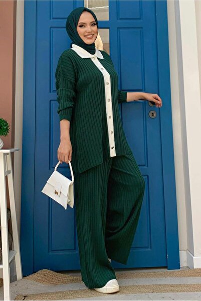 TRENDTESETTÜR ΓΥΝΑΙΚΕΙΟ ΠΛΕΚΤΟ ΣΕΤ ΜΕ ΠΑΝΤΕΛΟΝΙ ΠΡΑΣΙΝΟ (ΣΜΑΡΑΓΔΟ) T 20332