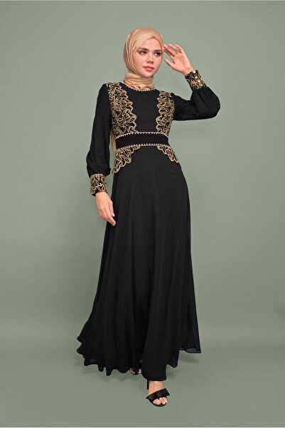 TRENDTESETTÜR ΓΥΝΑΙΚΕΙΟ ΜΑΥΡΟ ΚΕΝΤΗΜΕΝΟ ΒΡΑΔΙΝΟ ΦΟΡΕΜΑ T 5972