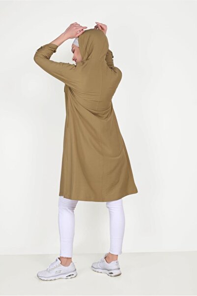 TRENDTESETTÜR KADIN KAHVE (K.CAMEL) FERMUARLI SPOR TRENÇKOT 10154