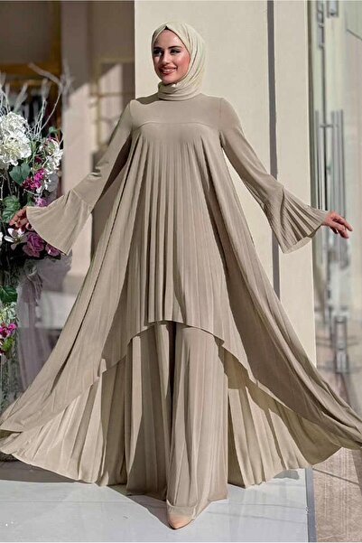 TRENDTESETTÜR KADIN VİZON PİLELİ PANTOLONLU TAKIM T 5758