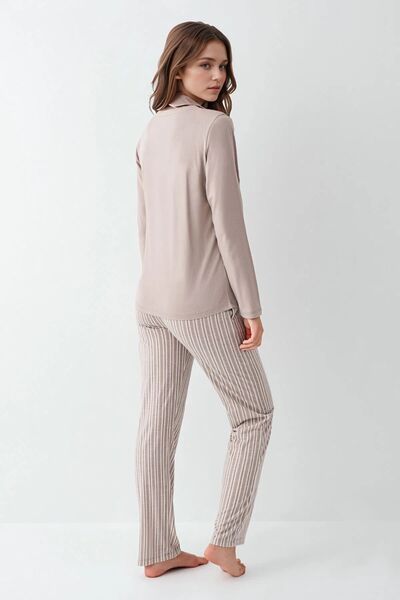 Loule Kadın Giyim %100 Pamuklu Uzun Kol Pijama Takımı L1.AR.342.5.001