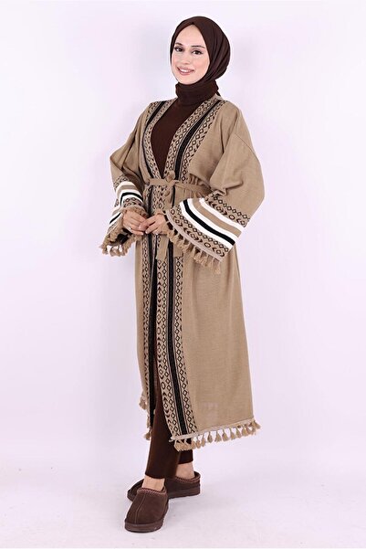TRENDTESETTÜR KADIN VIZON ЕТНИЧЕСКИ МОДЕЛ ПЛЕТЕНО КИМОНО T 57621