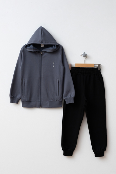 Beniizle Hooded Zippered Double Pocket Unisex Tracksuit Set