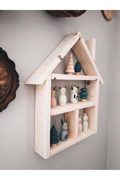 SERAHŞAP Ahşap Montessori Üçgen Oyuncak Rafı çocuk odası düzenleyici eğitici Raf