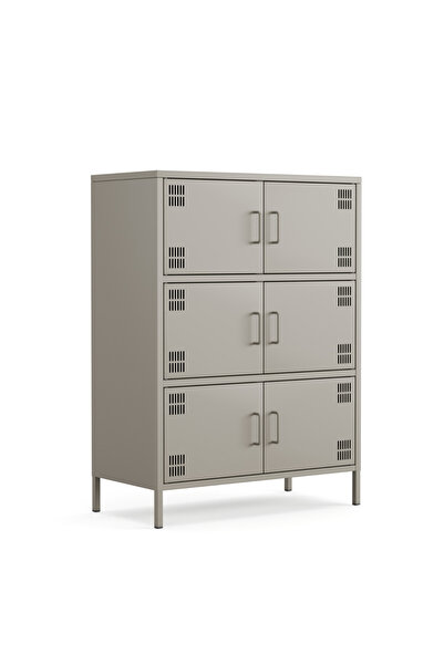 Furni24 Pera Metal Çok Gözlü Dolap, 6 Kapaklı 80,50 x 40 x 109,50 cm