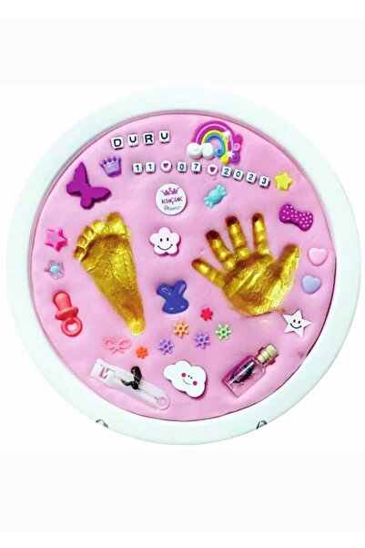 STATİK HAMUR مجموعة بصمة يد وقدم الطفل مع إطار (المنتج الأصلي)