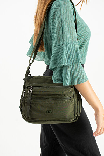 Çanta Trend Soft Textured Ultra-Lightweight, Waterproof Polyamide Fabric Shoulder Bag Khaki Model: (571-13-14D)