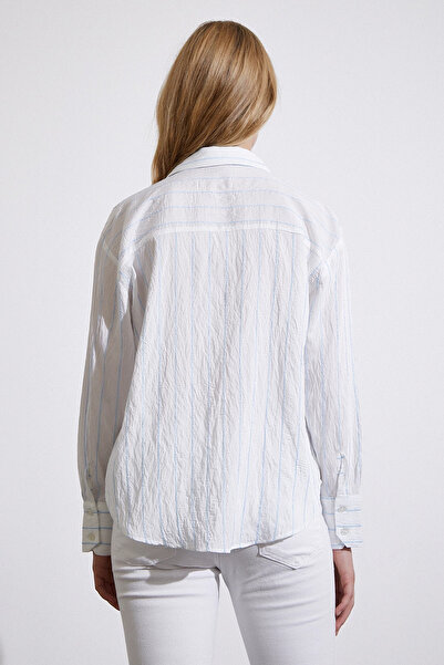 Never more Blue Striped Pocket Shirt