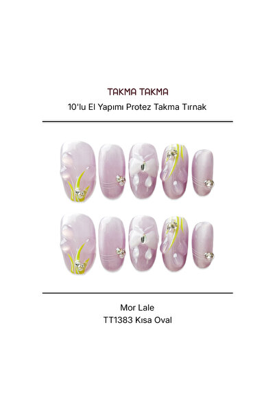 Takma Takma Tekrar Kullanılabilir El Yapımı Protez Takma Tırnak TT1383 - Mor ...
