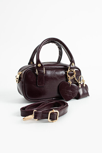 Moon Çanta Seya Women's Shoulder Bag Burgundy – Stylish Mini Design, Daily Bag 11 X 22 cm