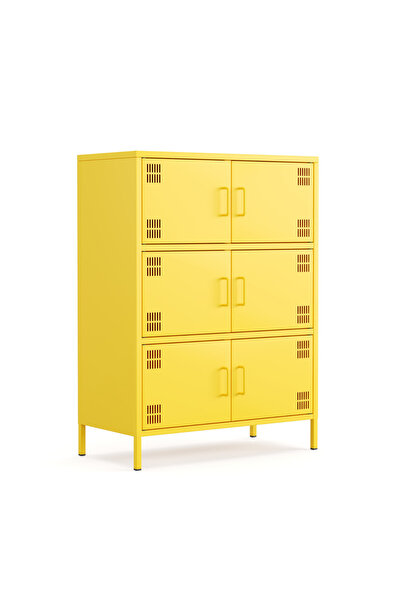 Furni24 Pera Metal Çok Gözlü Dolap, 6 Kapaklı 80,50 x 40 x 109,50 cm