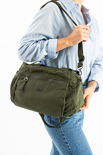 Çanta Trend Soft Textured Ultra-Lightweight, Waterproof Polyamide Fabric Shoulder and Arm Bag Khaki Model: (571-13-14F)