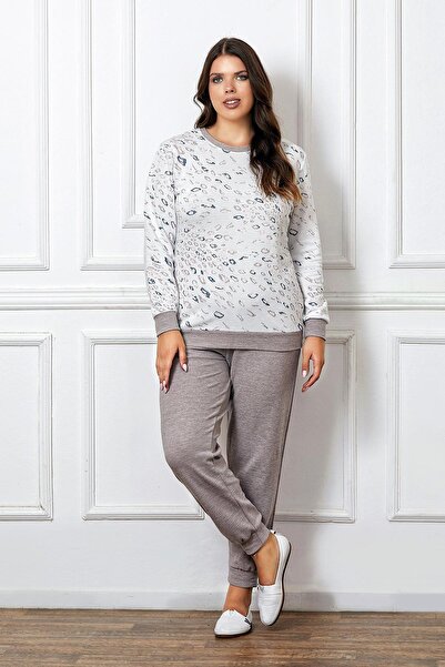 FLZ BÜYÜK BEDEN BATTAL KIŞLIK UZUN KOL PİJAMA TAKIMI DOWRY B09-121