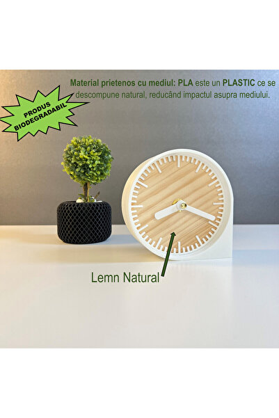 OEM Desk clock, silent, 11 cm, white, 3D printed from PLA (Bioplastic) (1017)