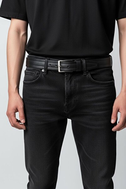 Gesa Centura sport din piele artificiala pentru barbati cu model negru 4 cm