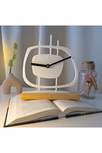 OEM Desk clock, silent, 21.5 cm, white, 3D printed from PLA (Bioplastic) (1007)