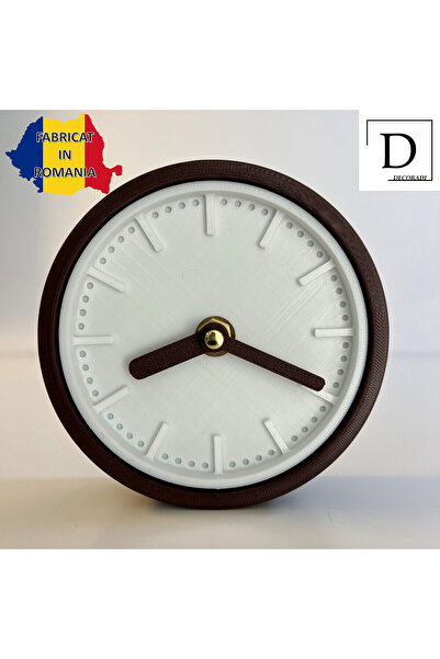 OEM Desk clock, silent, 11 cm, brown, 3D printed from PLA (Bioplastic) (1039)