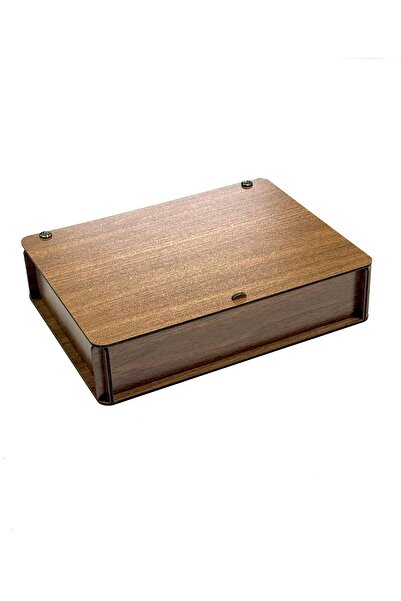 PİERRONİ Black Patterned Tie Cufflink Wallet Set with Special Wooden Box