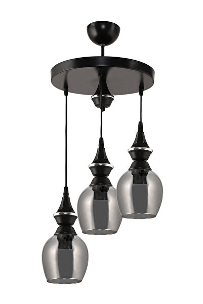 Genel Markalar Üçlü Pera Sarkıt Avize Füme Camlı, şık ve modern tasarım