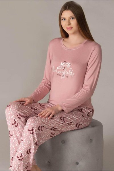 FLZ Women's Long Sleeve Pajama Set Viscose Seasonal Dowry 09-131