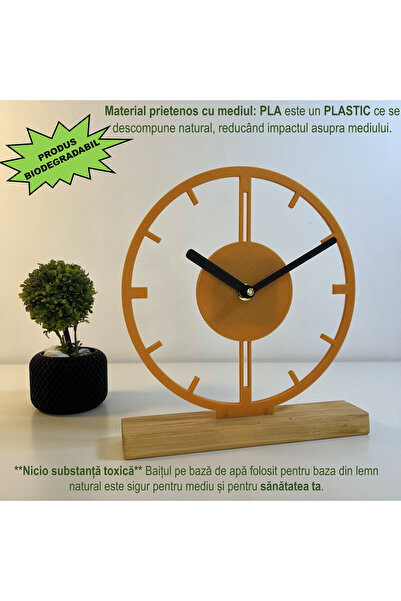 OEM Desk clock, silent, 21.5 cm, gold, 3D printed from PLA (Bioplastic) (1001)