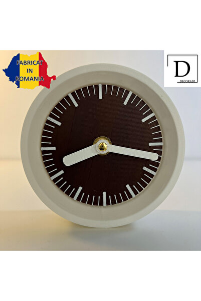 OEM Desk clock, silent, 11 cm, brown, 3D printed from PLA (Bioplastic) (1028)
