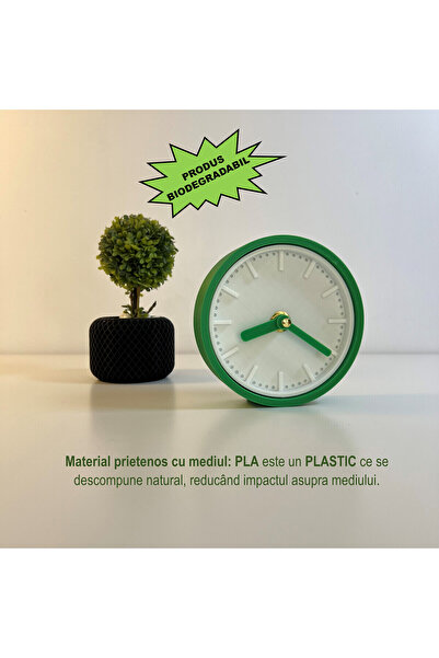 OEM Desk clock, silent, 11 cm, green, 3D printed from PLA (Bioplastic) (1038)