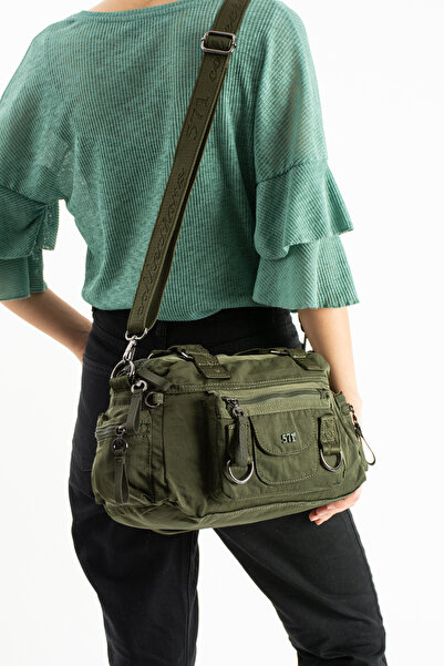 Çanta Trend Soft Textured Ultra-Lightweight, Waterproof Polyamide Fabric Shoulder and Arm Bag Khaki Model: (571-13-14K)