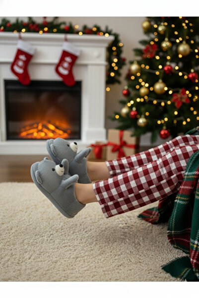 Deniz Terlik Animal Bear Slippers with Soft Silent Sole Inside |   Home Boat |
