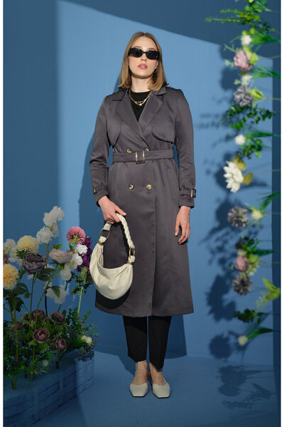 Fatma Atasoy Klasik Antrasit Trençkot